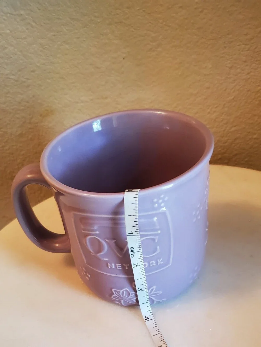 Temptations QVC Network Logo Collectible Ceramic Lavender Coffee Mug